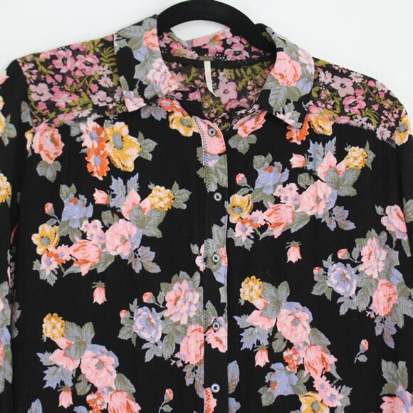 Free People Hold On To Me Floral Long Sleeve Blouse Size Small - Picture 3 of 9